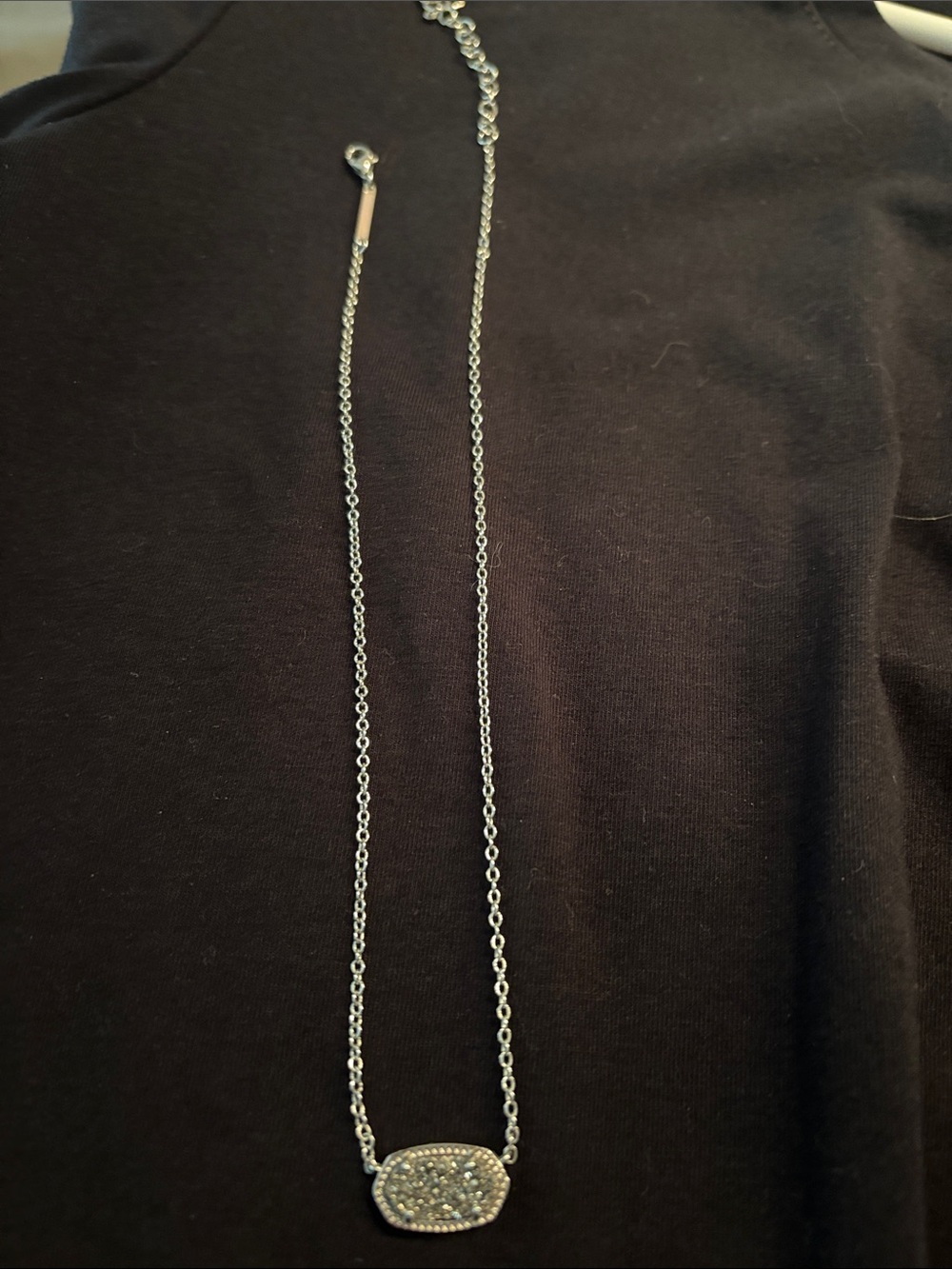 Kendra Scott Silver Pavé Oval Pendant Necklace